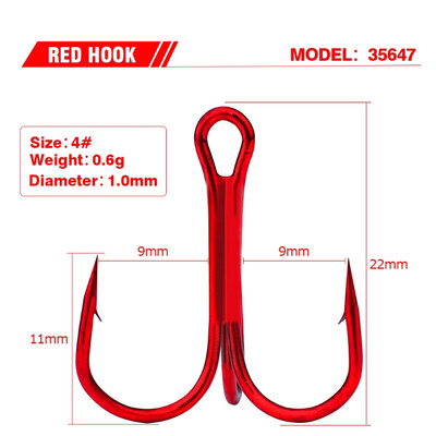 10 gab./partijā Ass trīskāršais makšķerēšanas āķis, spēcīgs apaļš līkums, plata sprauga ar augstu oglekļa tēraudu dzeloņstieņu āķi mānekļiem ēsmas izmērs 2#-10#