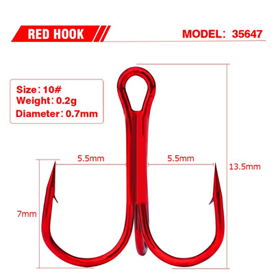 10 gab./partijā Ass trīskāršais makšķerēšanas āķis, spēcīgs apaļš līkums, plata sprauga ar augstu oglekļa tēraudu dzeloņstieņu āķi mānekļiem ēsmas izmērs 2#-10#