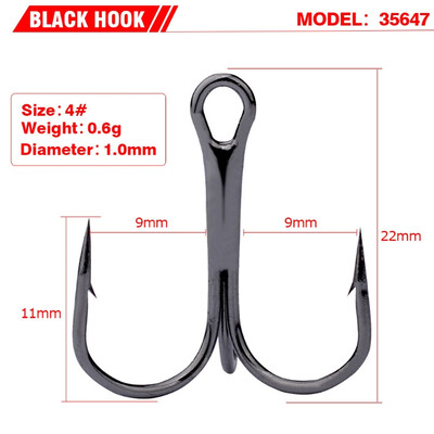 10 gab./partijā Ass trīskāršais makšķerēšanas āķis, spēcīgs apaļš līkums, plata sprauga ar augstu oglekļa tēraudu dzeloņstieņu āķi mānekļiem ēsmas izmērs 2#-10#