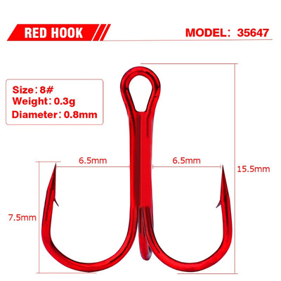 10 gab./partijā Ass trīskāršais makšķerēšanas āķis, spēcīgs apaļš līkums, plata sprauga ar augstu oglekļa tēraudu dzeloņstieņu āķi mānekļiem ēsmas izmērs 2#-10#