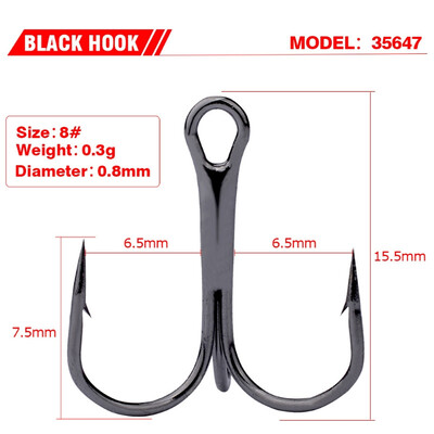 10 gab./partijā Ass trīskāršais makšķerēšanas āķis, spēcīgs apaļš līkums, plata sprauga ar augstu oglekļa tēraudu dzeloņstieņu āķi mānekļiem ēsmas izmērs 2#-10#