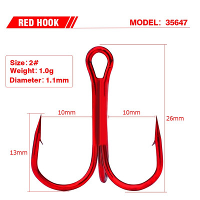 10 gab./partijā Ass trīskāršais makšķerēšanas āķis, spēcīgs apaļš līkums, plata sprauga ar augstu oglekļa tēraudu dzeloņstieņu āķi mānekļiem ēsmas izmērs 2#-10#