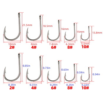 50 бр. Бодлива кука за риболов на шаран, Рибарска кука с пръстен от високовъглеродна стомана, ухо, 8007, размер 2468