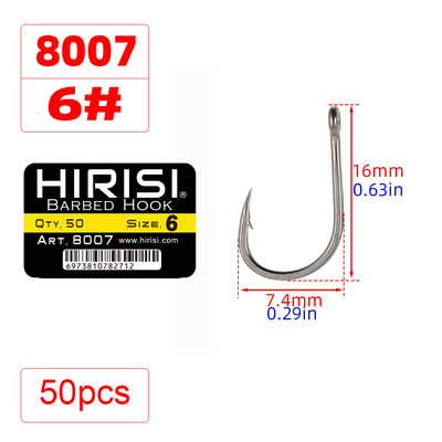50 buc cârlig ghimpat pentru pescuitul crapului cârlig cu ochi inel din oțel cu conținut ridicat de carbon 8007 mărimea 2468