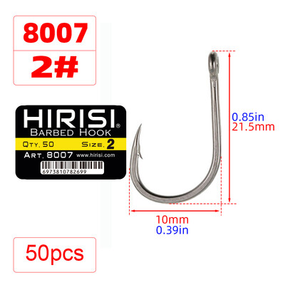 50 buc cârlig ghimpat pentru pescuitul crapului cârlig cu ochi inel din oțel cu conținut ridicat de carbon 8007 mărimea 2468