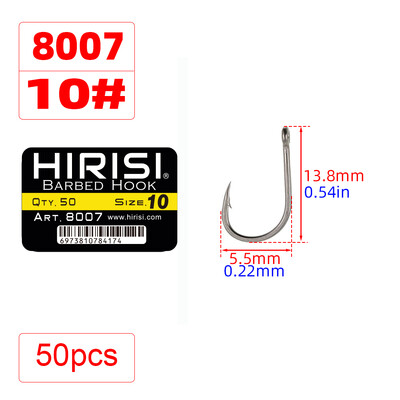 50 buc cârlig ghimpat pentru pescuitul crapului cârlig cu ochi inel din oțel cu conținut ridicat de carbon 8007 mărimea 2468