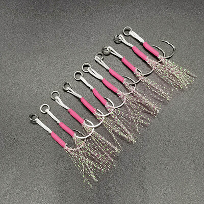 20 vnt Žvejybos kabliukas Spalvingas lėtas kabliukas spygliuotas kabliukas pagalbinis kabliukas spygliuotas viengubas kabliukas sriegis plunksna Pesca anglies plienas