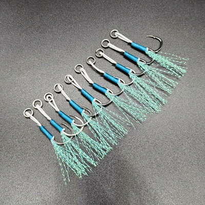 20 vnt Žvejybos kabliukas Spalvingas lėtas kabliukas spygliuotas kabliukas pagalbinis kabliukas spygliuotas viengubas kabliukas sriegis plunksna Pesca anglies plienas