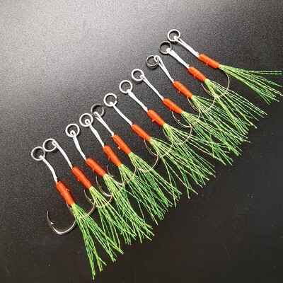 20 vnt Žvejybos kabliukas Spalvingas lėtas kabliukas spygliuotas kabliukas pagalbinis kabliukas spygliuotas viengubas kabliukas sriegis plunksna Pesca anglies plienas