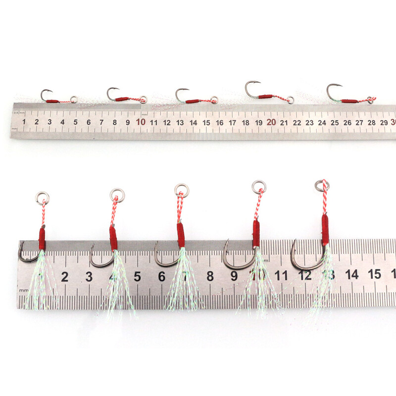 20 vnt Žvejybos kabliukas Spalvingas lėtas kabliukas spygliuotas kabliukas pagalbinis kabliukas spygliuotas viengubas kabliukas sriegis plunksna Pesca anglies plienas