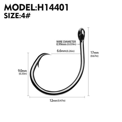10 gab. Apļveida dzeloņstieņu astoņkāju āķi Lielisks vilkšanas spēks ar augstu oglekļa tēraudu, spēcīgi nobīdīti āķi samiem Saldūdens izmērs 1#-10/0#