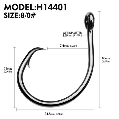 10 gab. Apļveida dzeloņstieņu astoņkāju āķi Lielisks vilkšanas spēks ar augstu oglekļa tēraudu, spēcīgi nobīdīti āķi samiem Saldūdens izmērs 1#-10/0#