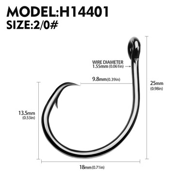 10 gab. Apļveida dzeloņstieņu astoņkāju āķi Lielisks vilkšanas spēks ar augstu oglekļa tēraudu, spēcīgi nobīdīti āķi samiem Saldūdens izmērs 1#-10/0#