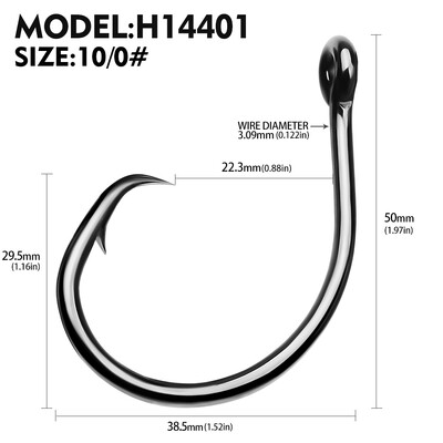 10 gab. Apļveida dzeloņstieņu astoņkāju āķi Lielisks vilkšanas spēks ar augstu oglekļa tēraudu, spēcīgi nobīdīti āķi samiem Saldūdens izmērs 1#-10/0#
