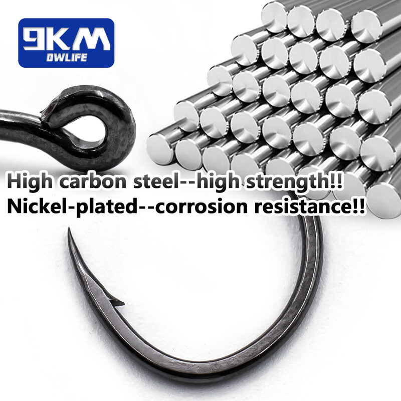 9KM rybárske háčiky 50~100 ks slanovodné rybárske háčiky J, silné ostré ihlové hroty, krúžkované očká, háčiky na chobotnicu pre slanovodný rybolov