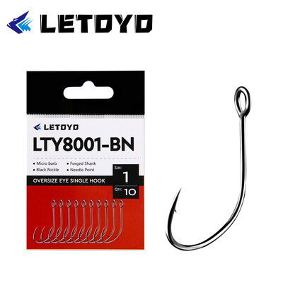 LETOYO kalts kāts Barbed oversize acs Fishhook karotes māneklis High Carbon Steel melns niķeļa spinera āķis Stream zvejai