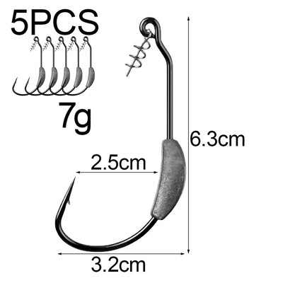 Jig Crank Head Bodljikava udica 2g 3g 5.25g 7g Meki mamac Worm Offset Udica Opružna brava Pin Pesca za Texas Rigs pribor za ribolov