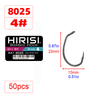 Hirisi 50db PTFE bevonatú, magas széntartalmú rozsdamentes acél szöges horog, szemes horgásztartozékokkal 8025