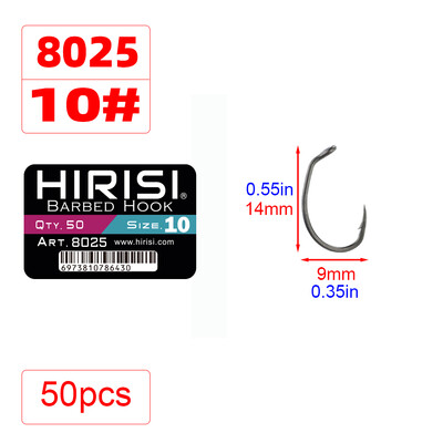 Hirisi 50db PTFE bevonatú, magas széntartalmú rozsdamentes acél szöges horog, szemes horgásztartozékokkal 8025