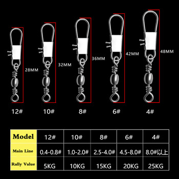 50 бр. 4-12 # въртящи се конектори за риболовен конектор за блокиране на щифтов лагер, подвижни въртящи се въртящи се щипки за бързо закрепване, щипки за риболовна кука, аксесоари за примамка