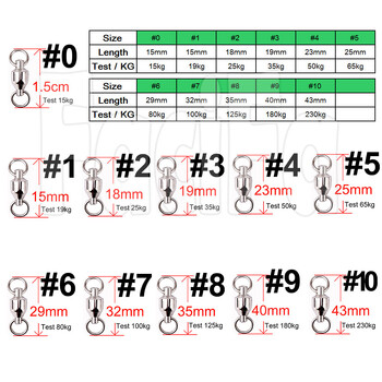10 бр. Въртящ се конектор за риболов с лагери за тежък режим на работа, въртящ се въртящ се въртящ се цев с топка от неръждаема стомана, въртящ се въртящ се твърд пръстен Аксесоари Кука