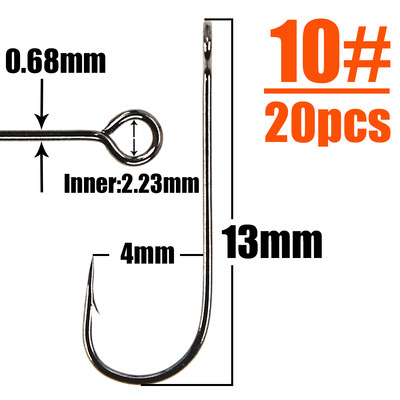B&U 20gab. Makšķerēšanas āķis Lielo acu gredzens Oglekļa tērauds, viens āķi, piederumi tārpu āķi Makšķerēšanas mīkstie āķi ar augstu oglekļa tēraudu