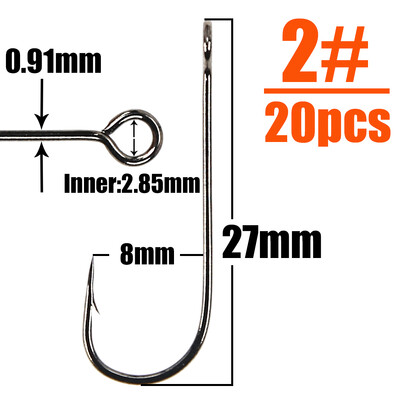 B&U 20gab. Makšķerēšanas āķis Lielo acu gredzens Oglekļa tērauds, viens āķi, piederumi tārpu āķi Makšķerēšanas mīkstie āķi ar augstu oglekļa tēraudu