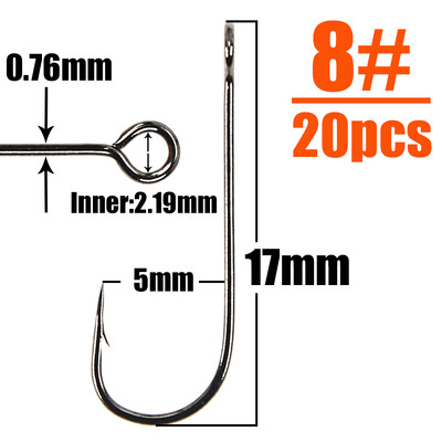B&U 20gab. Makšķerēšanas āķis Lielo acu gredzens Oglekļa tērauds, viens āķi, piederumi tārpu āķi Makšķerēšanas mīkstie āķi ar augstu oglekļa tēraudu