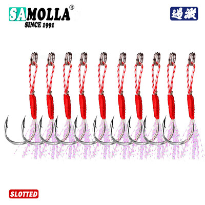 10db/tétel Jig Head horgászhorog Tartozékok Jigs Segéd horog Szögesszögű, magas széntartalmú acél lassú rakás Anzuelos De Pesca Mar Tackle