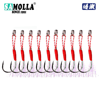 10db/tétel Jig Head horgászhorog Tartozékok Jigs Segéd horog Szögesszögű, magas széntartalmú acél lassú rakás Anzuelos De Pesca Mar Tackle