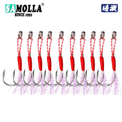 10db/tétel Jig Head horgászhorog Tartozékok Jigs Segéd horog Szögesszögű, magas széntartalmú acél lassú rakás Anzuelos De Pesca Mar Tackle
