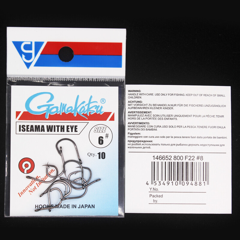 Rybárske háčiky gamakatsu 10 ks/sada Iseama kruhové rybárske háčiky s kaporovými očkami veľkosť 1/0-14# krúžkové očko japonské rybárske háčiky jeden jigový háčik