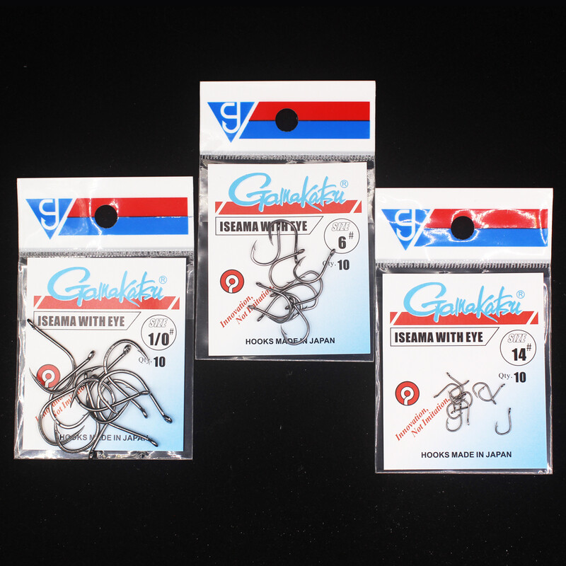 Rybárske háčiky gamakatsu 10 ks/sada Iseama kruhové rybárske háčiky s kaporovými očkami veľkosť 1/0-14# krúžkové očko japonské rybárske háčiky jeden jigový háčik