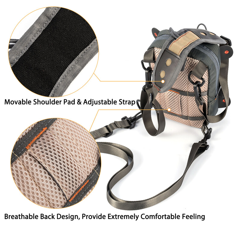 Skrydžio krepšys, juosmens paketas, žvejybos įrankių muselių masalas, lengvas, kvėpuojantis, reguliuojamas, dvigubi SBS užtrauktukai