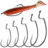 50 vnt Žvejybos kabliukai ešerių žvejybai #1-5/0# Didelio anglies plieno ofsetiniai alkūniniai kabliukai Minkštas sliekinis masalas Jig Formos kabliukai Texas Rig Hook