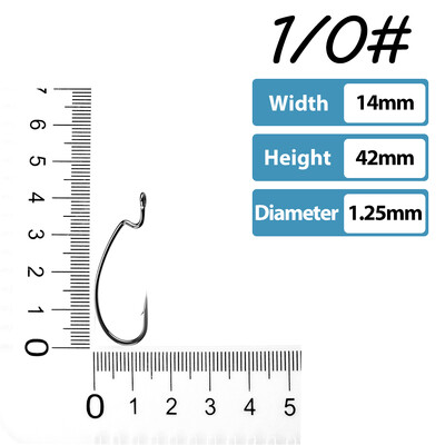 50 vnt Žvejybos kabliukai ešerių žvejybai #1-5/0# Didelio anglies plieno ofsetiniai alkūniniai kabliukai Minkštas sliekinis masalas Jig Formos kabliukai Texas Rig Hook