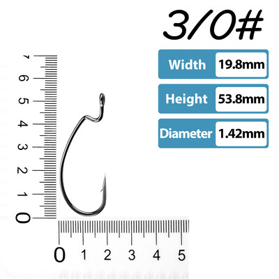 50 vnt Žvejybos kabliukai ešerių žvejybai #1-5/0# Didelio anglies plieno ofsetiniai alkūniniai kabliukai Minkštas sliekinis masalas Jig Formos kabliukai Texas Rig Hook