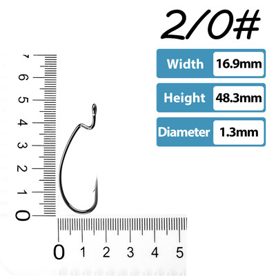 50 vnt Žvejybos kabliukai ešerių žvejybai #1-5/0# Didelio anglies plieno ofsetiniai alkūniniai kabliukai Minkštas sliekinis masalas Jig Formos kabliukai Texas Rig Hook