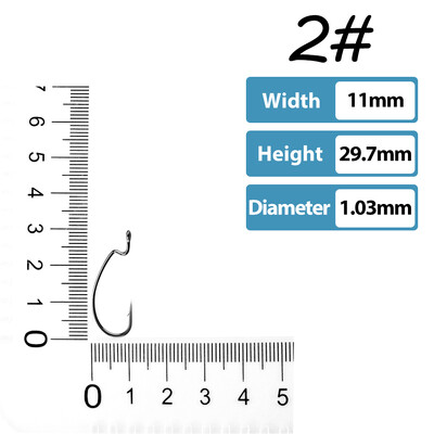 50 vnt Žvejybos kabliukai ešerių žvejybai #1-5/0# Didelio anglies plieno ofsetiniai alkūniniai kabliukai Minkštas sliekinis masalas Jig Formos kabliukai Texas Rig Hook