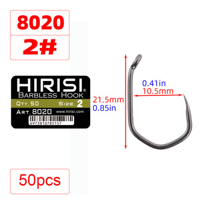 Hirisi 50 vnt PTFE dengtas didelės anglies nerūdijančio plieno spygliuotas žuvies kabliukas su akimi 8020 žvejybos priedai