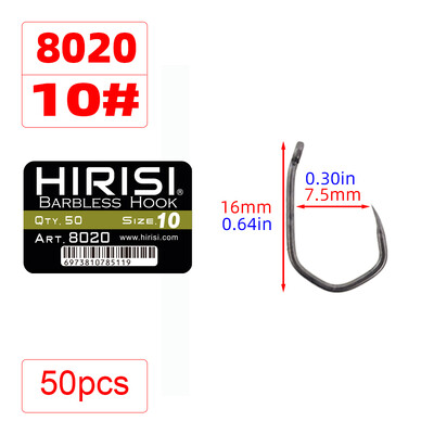 Hirisi 50 vnt PTFE dengtas didelės anglies nerūdijančio plieno spygliuotas žuvies kabliukas su akimi 8020 žvejybos priedai