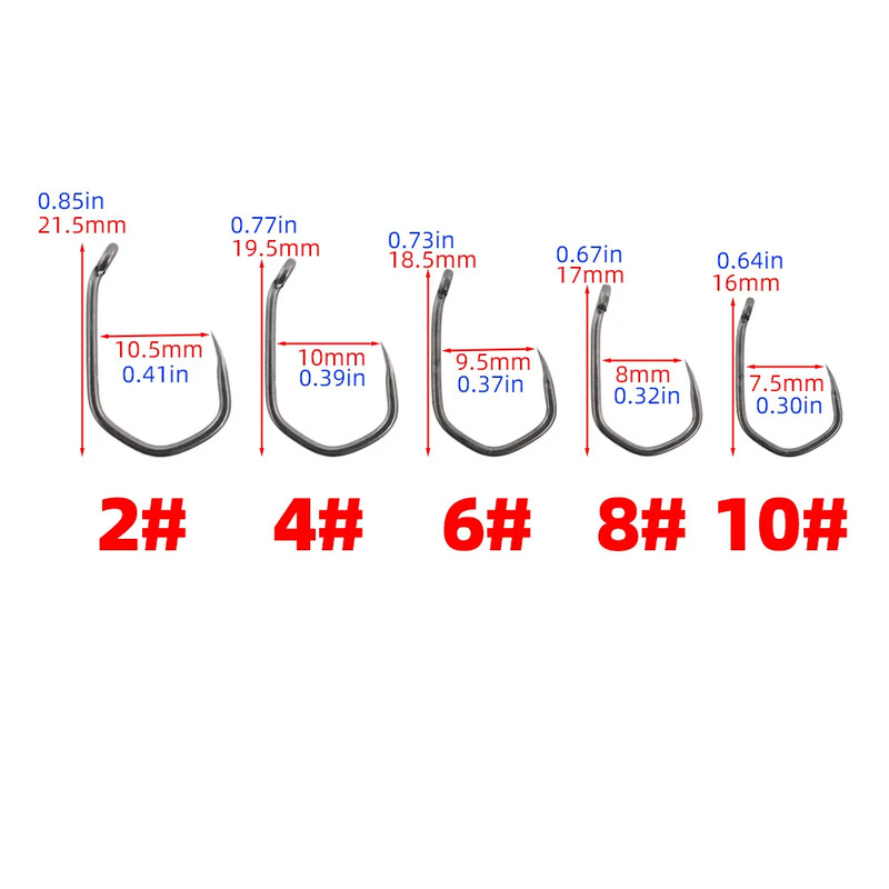 Hirisi 50 vnt PTFE dengtas didelės anglies nerūdijančio plieno spygliuotas žuvies kabliukas su akimi 8020 žvejybos priedai