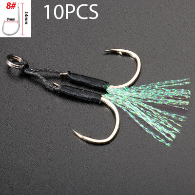 10 porų užmetimo pagalbinis kabliukas iš anglies plieno kampo spygliuotas siūlas su plunksna žvejybos reikmenys lėto veržimo įrankis Pesca masalų kabliukas
