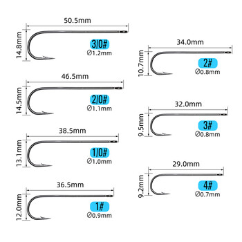 ICERIO 100PCS 16# - 3/0 дълга дръжка фина тел Aberdeen кука соленоводни сладководни риболовни куки Sabiki Rig Streamer Fly Bait Hook