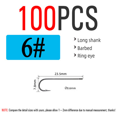 ICERIO 100 ks 16# - 3/0 dlhý driek jemný drôt Aberdeen háčik na morský rybolov sladkovodný rybolov Sabiki Rig Streamer muškársky háčik