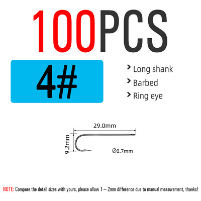 ICERIO 100 ks 16# - 3/0 dlhý driek jemný drôt Aberdeen háčik na morský rybolov sladkovodný rybolov Sabiki Rig Streamer muškársky háčik