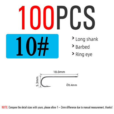 ICERIO 100 ks 16# - 3/0 dlhý driek jemný drôt Aberdeen háčik na morský rybolov sladkovodný rybolov Sabiki Rig Streamer muškársky háčik