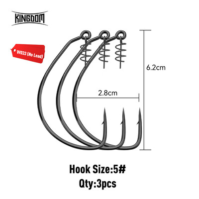 Kingdom Spring žvejybos kabliukai 3# 5# 6# 8# 10# Anglies plieno minkštas masalas Spring Lock žvejybos kabliukai