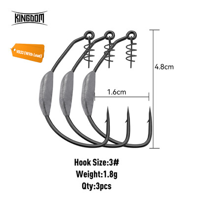 Kingdom Spring žvejybos kabliukai 3# 5# 6# 8# 10# Anglies plieno minkštas masalas Spring Lock žvejybos kabliukai