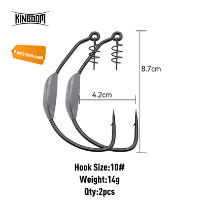Kingdom Spring žvejybos kabliukai 3# 5# 6# 8# 10# Anglies plieno minkštas masalas Spring Lock žvejybos kabliukai